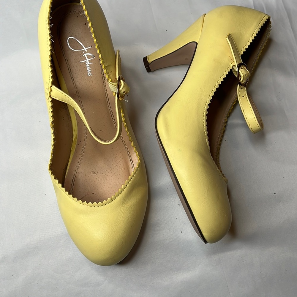 J. Adams lemon yellow pale pump vegan leather